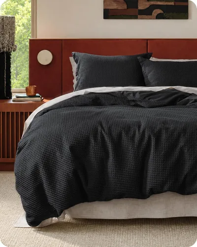 Vista 41 de Bedsure Funda de edredón de 100% algodón tamaño individual, tejido gofre, color blanco coco, GentleSoft y transpirable, juego de cama para regalo, 2