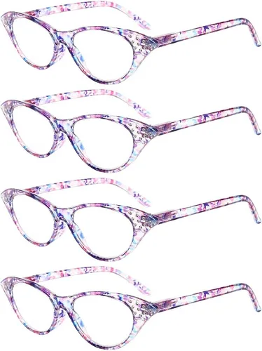 Vista 8 de Paquete de 4 lentes de lectura, diseño de moda vintage con diamantes de imitación de ojo