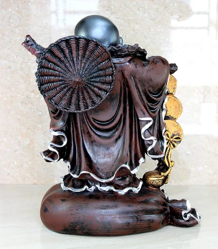 Vista 4 de eSplanade Estatua de Buda sonriente de resina, figura de Feng Shui, pieza de exhibición para sala de estar, hogar, oficina, decoración y regalo, 16