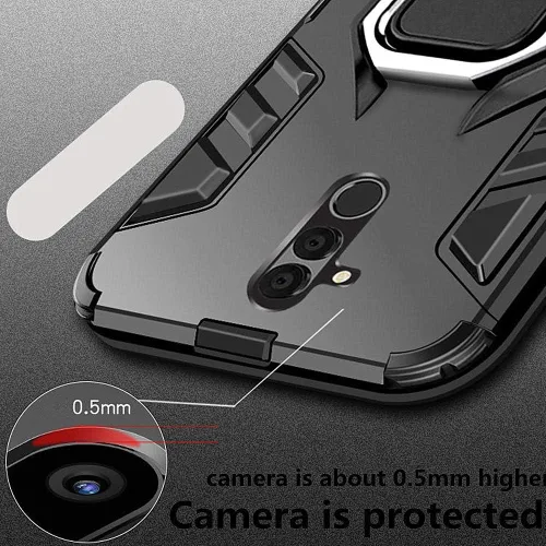 Vista 8 de Funda para Huawei P30 Lite, 2 en 1 híbrida resistente armadura a prueba de golpes Defender Kickstand de doble capa parachoques trasera dura cubierta