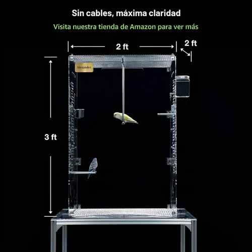 Vista 2 de GuineaLoft™ Jaula de pájaros de acrílico personalizada cristalina Modelo-ET2