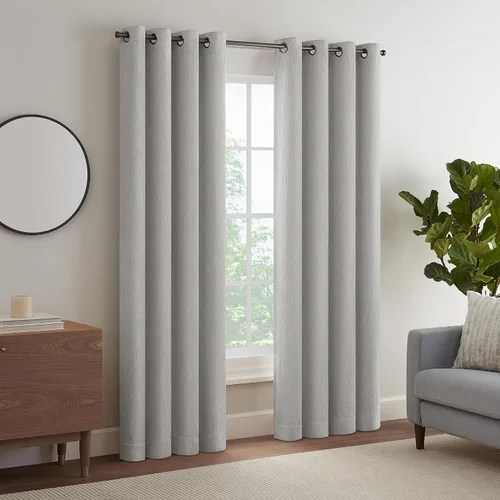 Vista 3 de Eclipse Décor Quinn - Cortina opaca 100 % sólida, con textura, absolutamente cero para privacidad, perfecta como cortinas de sala de estar