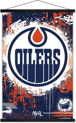 Vista 7 de Trends International NHL Edmonton Oilers - Póster de pared Maximalist Logo 23, 22.37 x 34.00 pulgadas, paquete de impresión premium y colgador