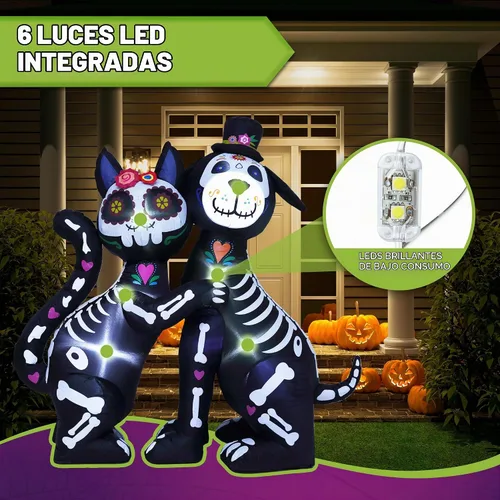Vista 5 de ZPISF - Esqueleto inflable de Halloween de 6 pies, gato y perro negro Gato y perro de 6 pies