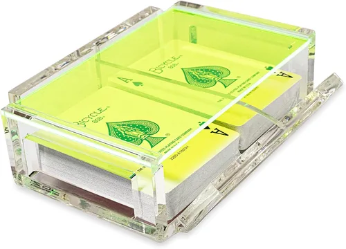 Vista 14 de La Canasta - Juego de bandeja para cartas con 2 barajas de cartas en caja acrílica con tapa deslizante y base giratoria, mantiene la pila de cartas