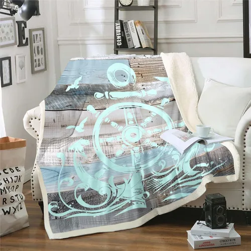 Vista 12 de Erosebridal Manta náutica de ancla, forro polar con brújula oceánica de 40 x 50 pulgadas para niños, niñas, adolescentes, adultos, decoración