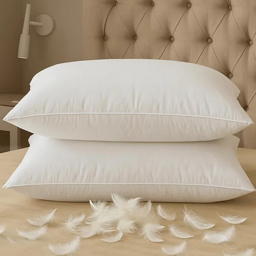 Vista 22 de BHZ Almohada estándar de plumas de ganso con funda de almohada de satén, almohada de cama de lujo de la colección de hotel para dormir, soporte