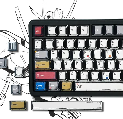 Vista 14 de Cherry Profile Custom Keycaps, juego de PBT con diseño de corazón, 130 piezas, color negro PBT Keycap Set with Dye Sublimation, Side Printed Key