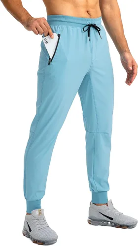 Vista 2 de Pudolla Men's Lightweight Jogger Pants Workout Gym Running Pants with Zipper Pockets for Athletic Casual