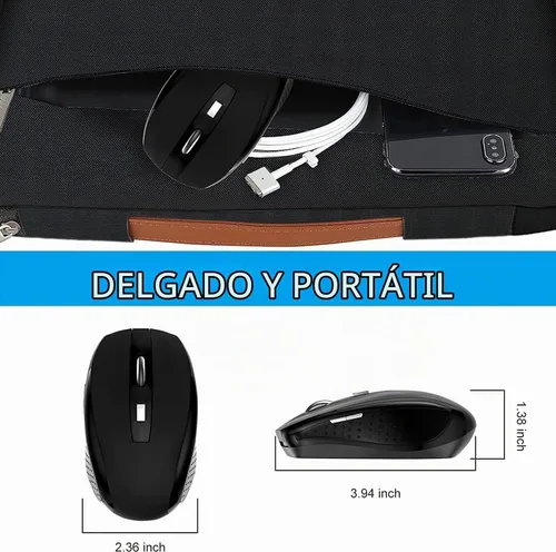 Vista 4 de Guiheng - Mouse inalámbrico, 2.4 GHz, mouse inalámbrico para computadora, 1200 DPI, 6 botones con receptor nano para laptop, PC, Chromebook