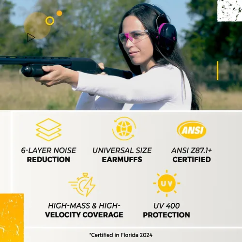 Vista 8 de TradeSmart All-in-One Shooting Ear Protection - Comfort+ NRR 28 Earmuffs, Glasses & Earplugs + Carry Case