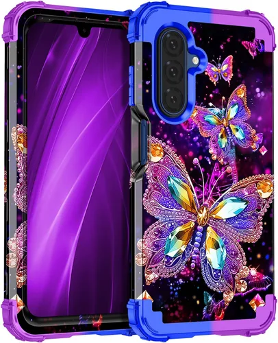 Vista 35 de Miqala Funda para Galaxy A14 5G, que brilla en la oscuridad, tres capas, resistente, a prueba de golpes, protección completa, parachoques