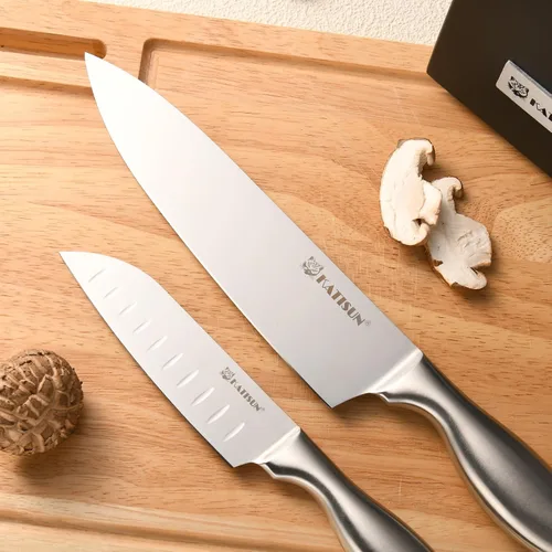 Vista 5 de Juego de cuchillos de cocina de 15 piezas con afilador integrado, juego de bloques de cuchillos de acero inoxidable alemán, apto para lavavajillas