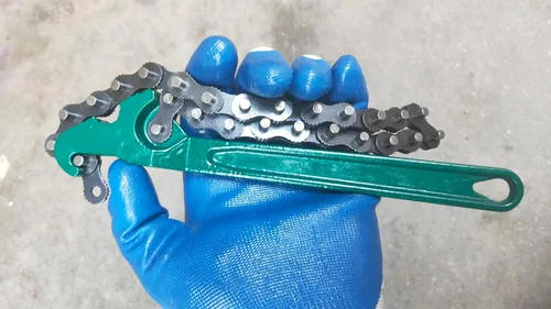 Vista 4 de Llave de cadena de trinquete resistente de 9 pulgadas, llave de filtro de aceite, estilo de cadena reversible, herramientas de ajuste de tuberías