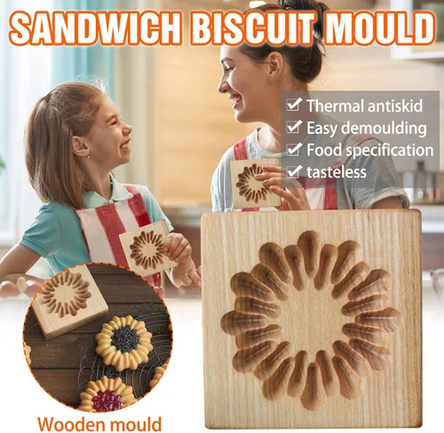 Vista 2 de Molde de Galletas de Madera Herramienta de Decoración de Galletas de Madera Moldes de Galletas 3D Molde de Hornear Gracioso Arte de Relieve Navidad
