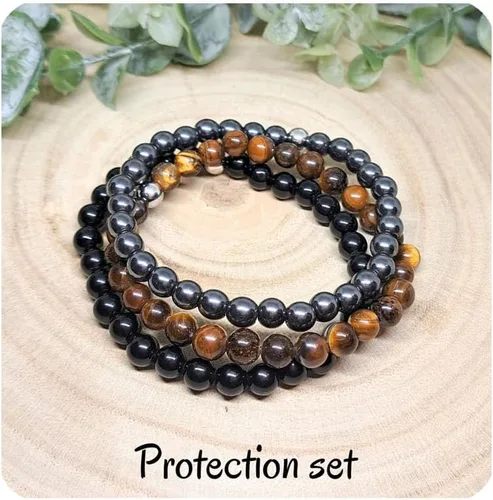 Vista 6 de 3 pulseras de dinero de riqueza, pulseras de cristal curativo con ojo de tigre citrino para mujeres y hombres, piedra natural Feng Shui de la suerte