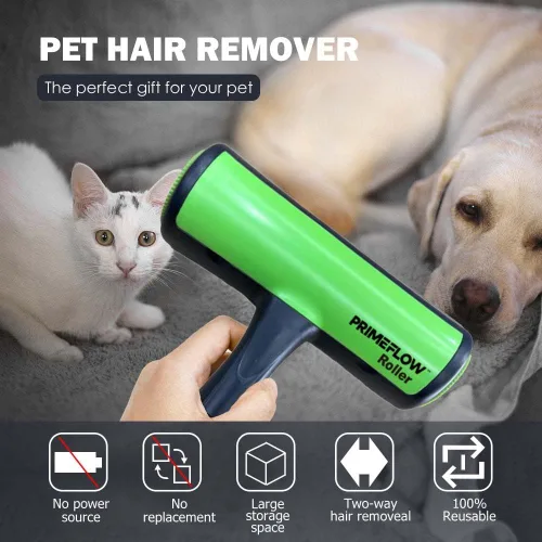 Vista 2 de Rodillo removedor de pelo reutilizable para mascotas, removedor de pelo de perros y gatos para muebles, sofá, ropa, coche y lavandería, rodillo