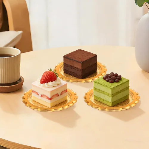 Vista 6 de Cabilock 20 mini tablas doradas para tartas, bandejas de postre