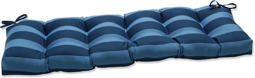 Vista 12 de Pillow Perfect - Cojín capitoné a rayas, resistente a la intemperie y la decoloración, para sofá de mimbre/columpio de exterior, bordes cuadrados