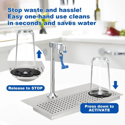 Vista 4 de Topyond Enjuague de vidrio, lavadora comercial de vasos de acero inoxidable con salida de agua multiángulo, enjuague para jarra para bar