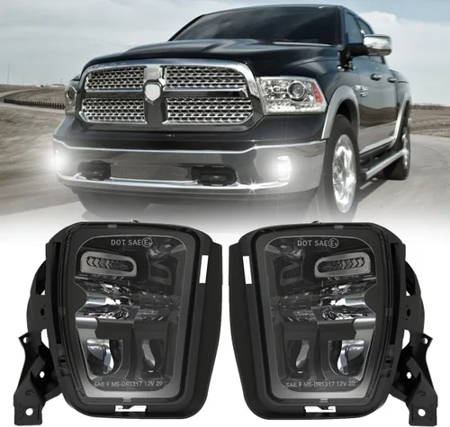 Vista 9 de Kit de Ensamblaje de Luces Antiniebla LED DRL de Repuesto Compatible con Dodge Ram 1500 2013 2014 2015 2016 2017 2018 y 2019 2020 Modelo Classic