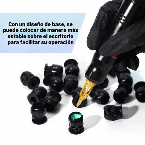 Vista 3 de Tapas de tinta de tatuaje, vasos desechables de tinta de tatuaje de calavera, 200 unidades, tapas de tinta de plástico para tatuajes, maquillaje