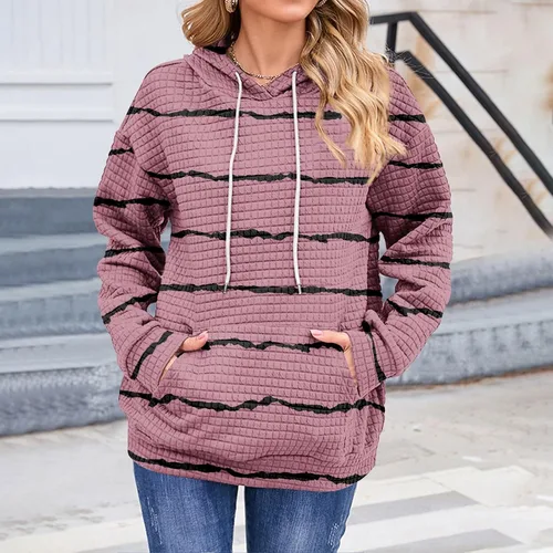 Vista 2 de JJHAEVDY Lindas camisetas para mujer, sudaderas con cordón de ajuste, camisas de manga larga, sudaderas ligeras con bolsillo