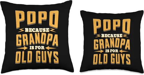 Vista 3 de Popo Because Grandpa is for Old Guys Grandpa Gifts Popo Old Guys Father's Day Grandpa - Almohada de 16 x 16 pulgadas, multicolor