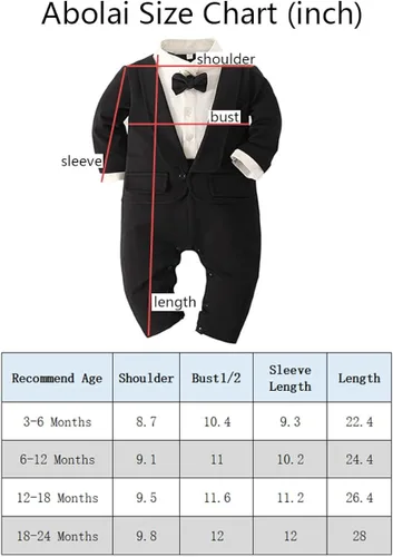 Vista 7 de Abolai Traje de boda de una sola pieza con chaleco a rayas para bebé niño