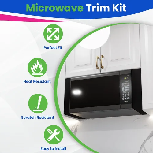 Vista 2 de Kit Universal de Molduras para Microondas - Kit de Relleno de Microondas de Metal Negro que se Adapta a la Mayoría de Microondas Empotrados - Llena