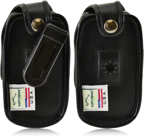 Vista 3 de Turtleback Funda ajustada para Kyocera DuraXV Flip Phone Negro Cuero Giratorio Clip de Cinturón Desmontable