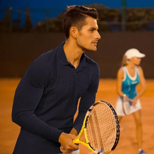 Vista 4 de BALENNZ Polos de manga larga para hombre, absorben la humedad, camisas polo de manga larga para hombre, polos de golf de secado rápido para hombres