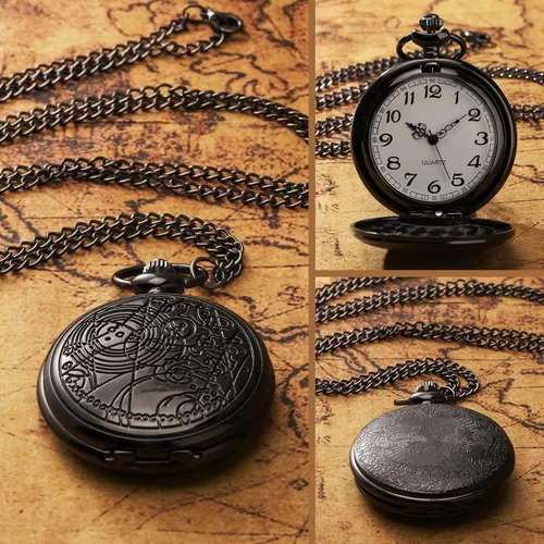 Vista 3 de Relojes de bolsillo vintage para hombres y niños, reloj de bolsillo con cadena, regalos de Navidad, regalos del día del padre, regalos del día