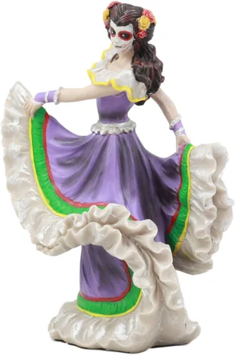 Vista 2 de Ebros Gift Dia De Los Muertos Día de los Muertos Vestido Púrpura Tradicional Estatua De Bailarín Calavera De Azúcar Vivas Calacas Celebración Osario