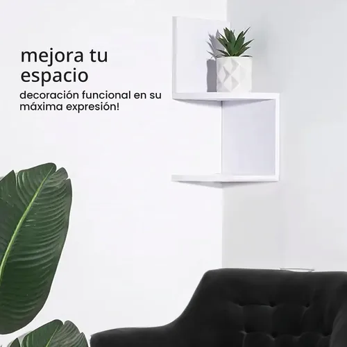 Vista 4 de kieragrace Priva - Estante esquinero de pared, juego de 2, blanco, 7.75 x 7.75 pulgadas