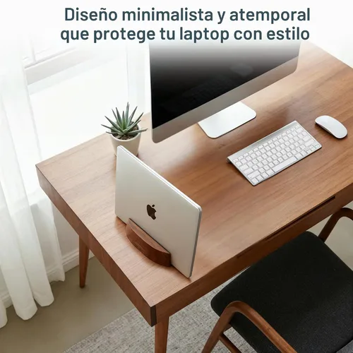 Vista 7 de Nordik - Soporte Vertical Ajustable para Laptop - Nogal - Soporte Premium para Laptop para Oficina en Casa, Ingenieros de Software - Base