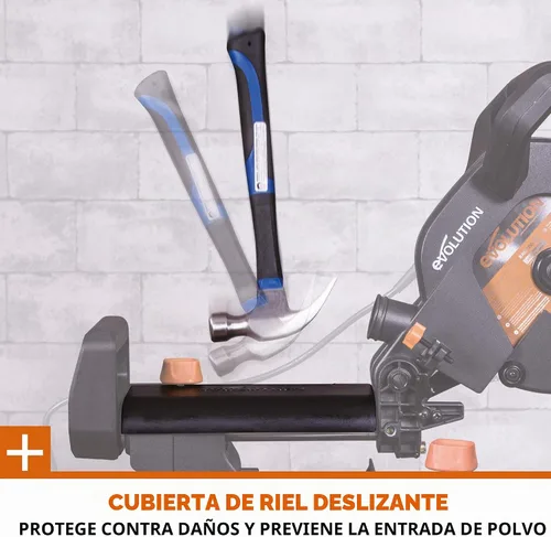 Vista 7 de Sierra de inglete deslizante Evolution Power Tools R255SMS+ PLUS de 10 pulgadas multimaterial multipropósito para cortar metal, plástico, madera