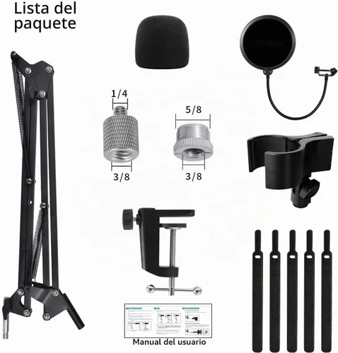 Vista 7 de Soporte de micrófono con brazo brazo para Blue Yeti, Nano, SM7B, HyperX QuadCast y Fifine K688