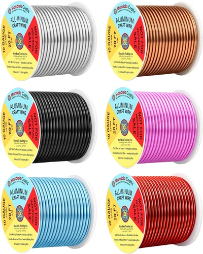 Vista 336 de Mandala Crafts - Alambre de aluminio anodizado de calibre 22 para hacer joyas - 137.2 m de alambre flexible surtido y coloreado - Doble para bonsái
