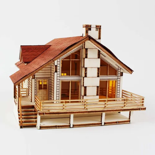 Vista 8 de Kit de Modelo de Madera de Escritorio Casa de Jardín A con una Gran Terraza de YOUNGMODELER por Young Modeler