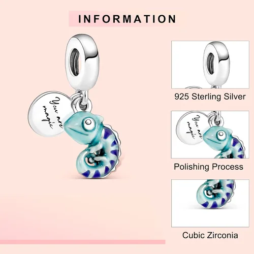 Vista 3 de LaMenars Animal Charm for Women Bracelets 925 Silver Dog Beads for Womens Bracelets Necklaces Ladybird Dangle Pendant for Mothers Day