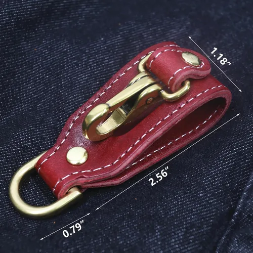 Vista 3 de Clip para llaves de cintura de cuero de grano superior hecho a mano para hombres