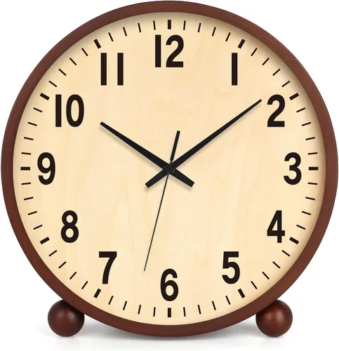 Vista 16 de Maxspace Reloj de mesa de madera, reloj de escritorio silencioso sin tictac de 8 pulgadas, funciona con pilas, reloj analógico de escritorio