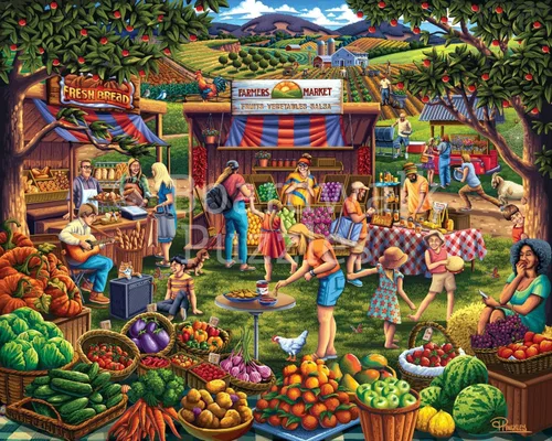 Vista 2 de Boardwalk Farmers Market - Rompecabezas de 500 piezas divertido de verano con caja premium, regalo para adultos y familia de 16 x 20 pulgadas