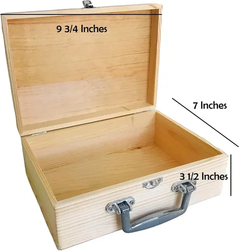 Vista 8 de Oojami Paquete de 2 cajas de almacenamiento de madera sin terminar con asa Ideal para almacenamiento Decora y personaliza