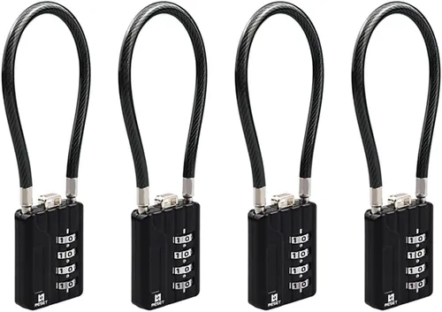 Vista 12 de RESET-201 (1 Pack) Candado de combinación de 4 dígitos con cable flexible de 7.1 pulgadas (18 cm), cerradura larga, cerradura de cable para viajes