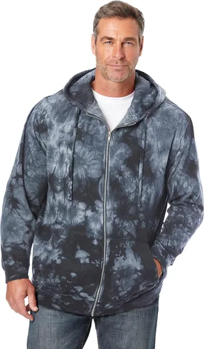 Vista 33 de KingSize - Chaqueta de forro polar con capucha y cremallera frontal para hombre Negro