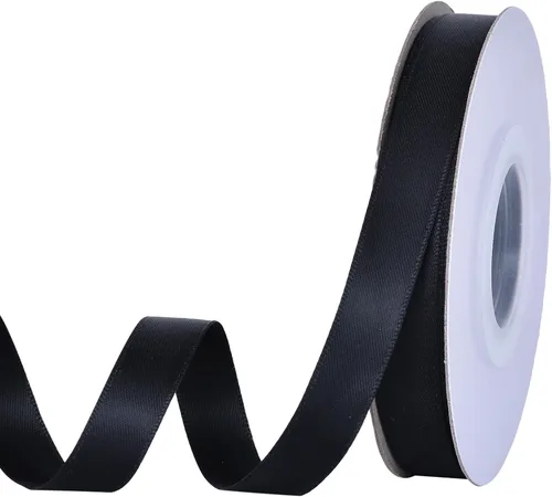 Vista 44 de YAMA Cinta de satén de doble cara, 1 1/2 pulgadas, 25 yardas para envolver regalos, color negro