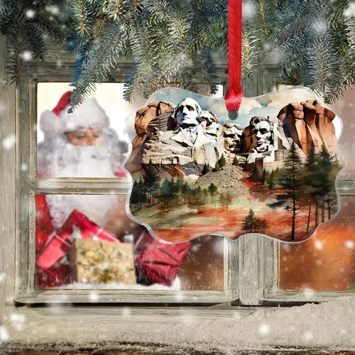 Vista 7 de Mount Rushmore - Adorno conmemorativo nacional para árbol de Navidad, paisajes naturales en Estados Unidos, suministros de fiesta de Navidad, regalo