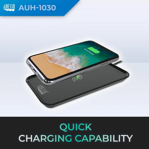 Vista 4 de Adesso Almohadilla de carga inalámbrica de 3 bobinas con certificación Qi máx. AUH-1030 de 10W